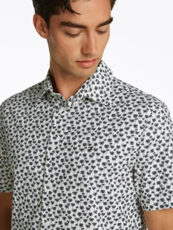 Popeline Hemd mit Palmenprint