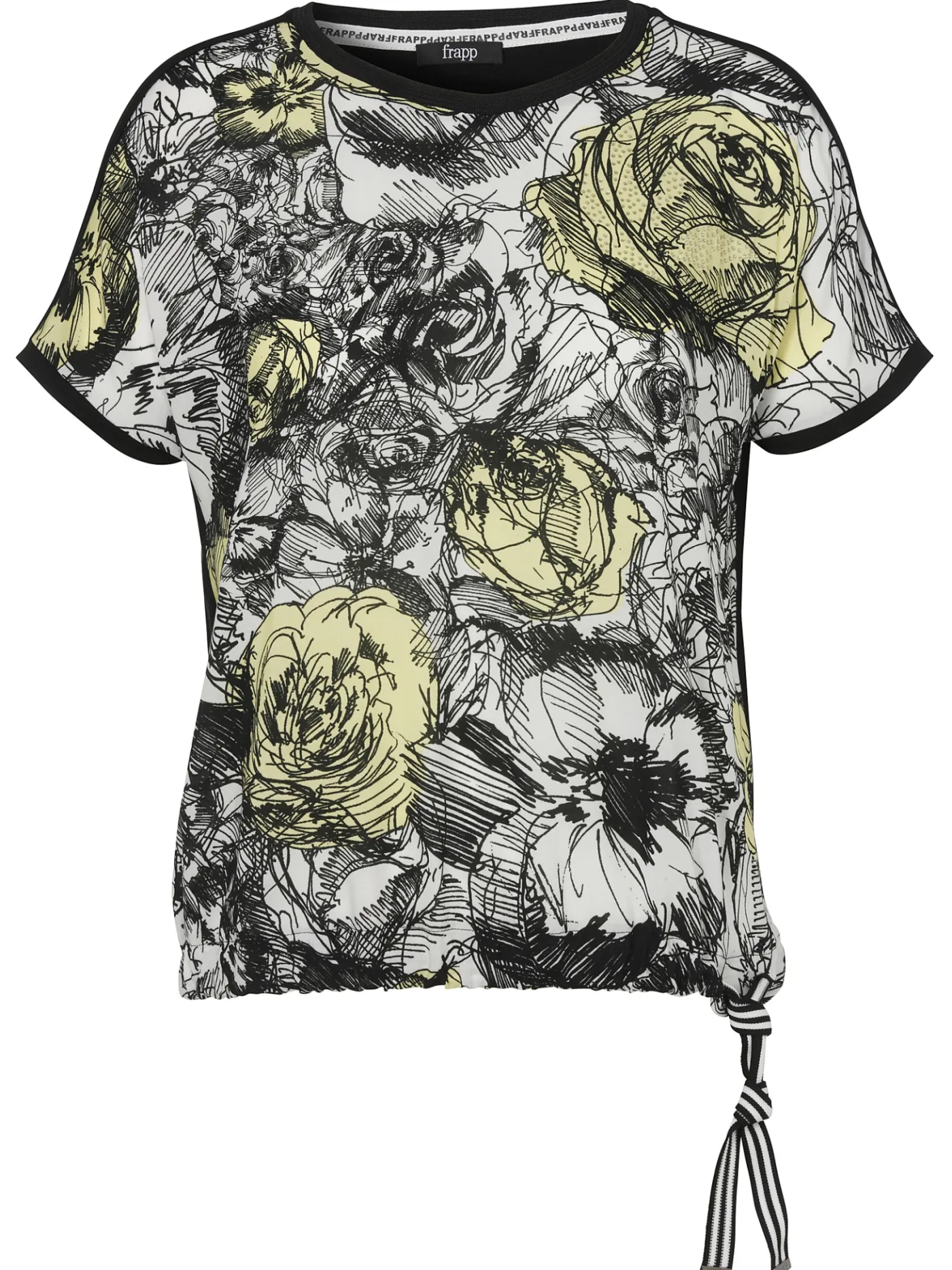 Print Blusenshirt mit schwarzem Jerseyrücken
