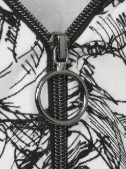 Print-Sweatshirt mit Zier-Zipper am V-Ausschnitt