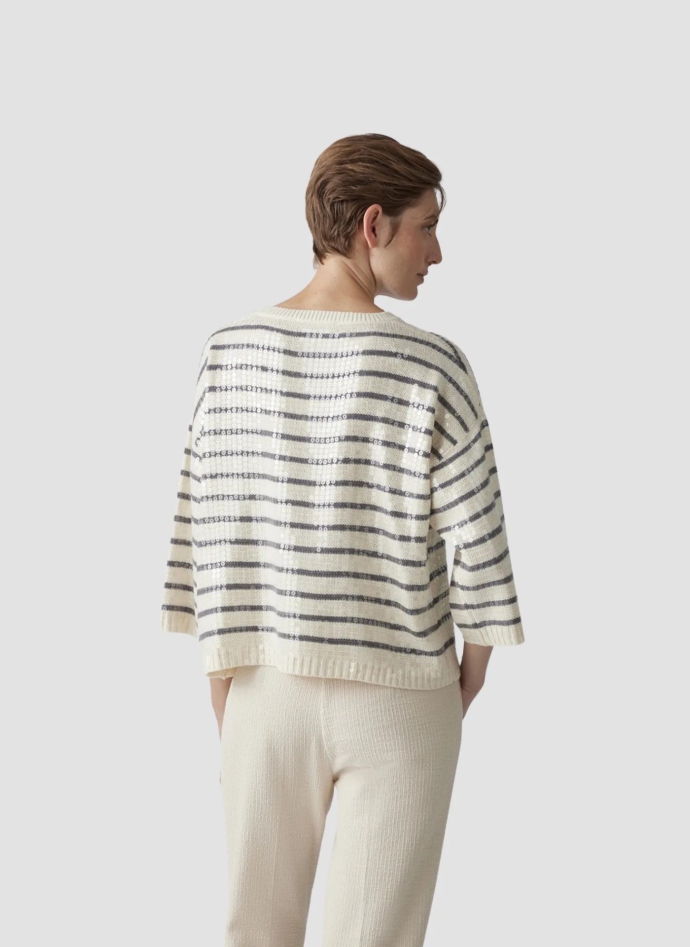 Pullover mit Streifen und Pailletten