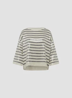 Pullover mit Streifen und Pailletten