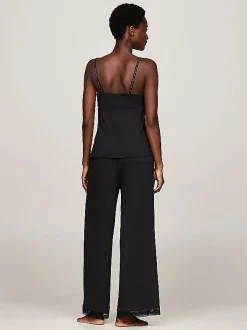 Pyjama-Cami-Top mit Spitzenbesatz