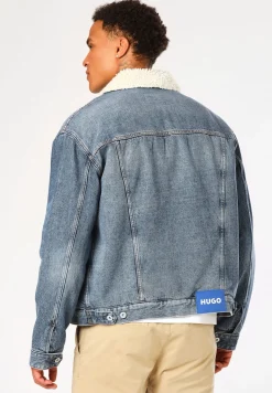 Regular-Fit Jeansjacke mit Innenfutter aus Kunstfell