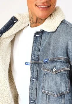 Regular-Fit Jeansjacke mit Innenfutter aus Kunstfell