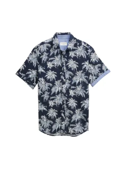 Regular Fit Kurzarmhemd mit Palmen-Print