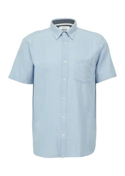 Regular Fit: Kurzärmeliges Twillhemd mit Button-Down-Kragen