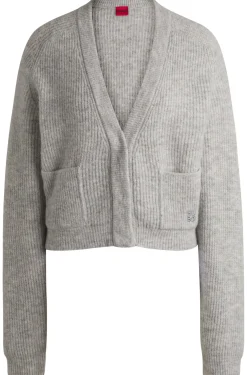 Relaxed-Fit Cardigan mit V-Ausschnitt und Stack-Logo
