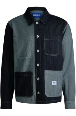 Relaxed-Fit Overshirt aus Denim-Mix