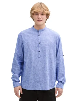 Relaxed Fit Tunika Hemd mit Leinenanteil