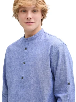 Relaxed Fit Tunika Hemd mit Leinenanteil