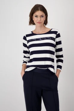Ringel-Sweatshirt mit Pailletten