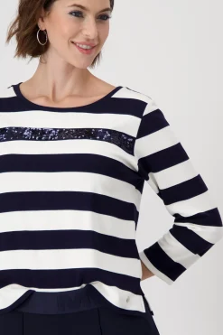 Ringel-Sweatshirt mit Pailletten