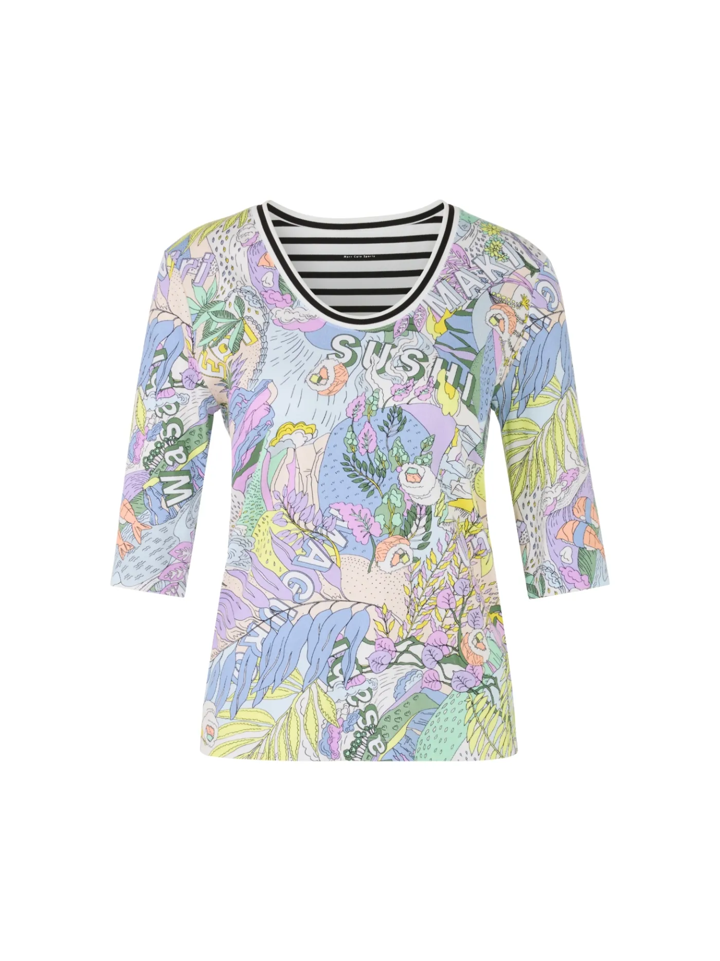 Rippen-T-Shirt mit Sushi-Print