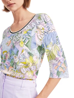 Rippen-T-Shirt mit Sushi-Print