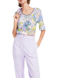 Rippen-T-Shirt mit Sushi-Print