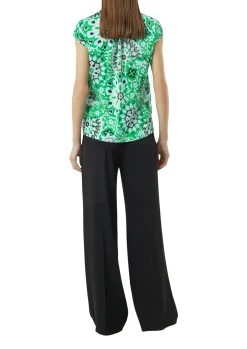 Satinbluse mit Raffung und All-Over Print