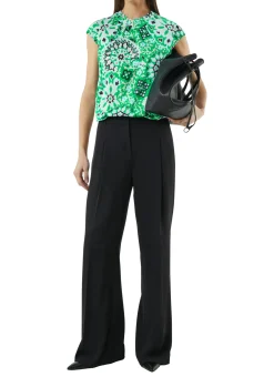 Satinbluse mit Raffung und All-Over Print