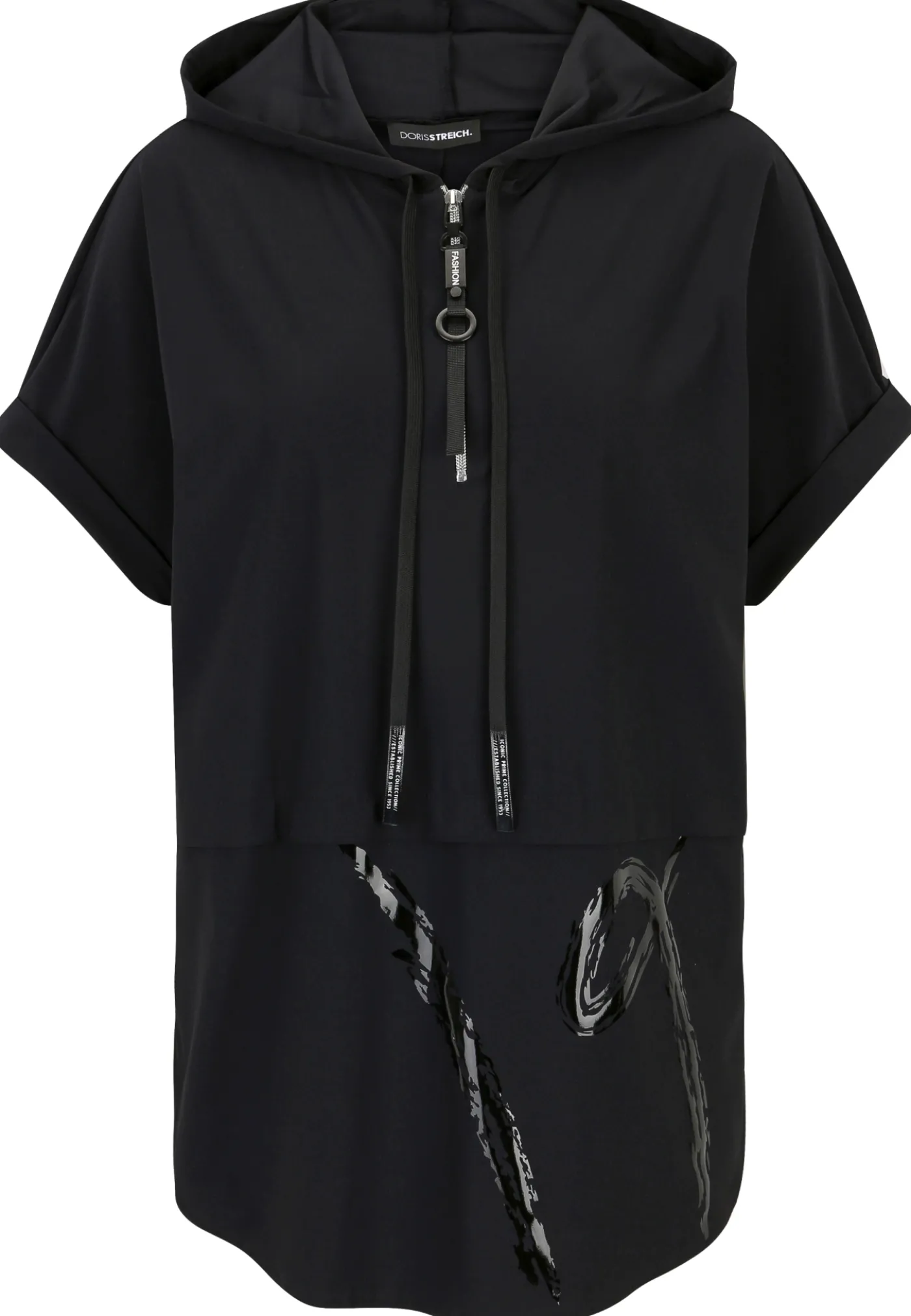 Shirt aus elastischer Wirkware mit Hoodie