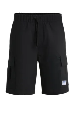 Shorts aus strukturierter Baumwolle mit Tunnelzug und Logo-Aufnäher