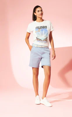 Shorts mit geflochtenem Gürtel und Garment Dye