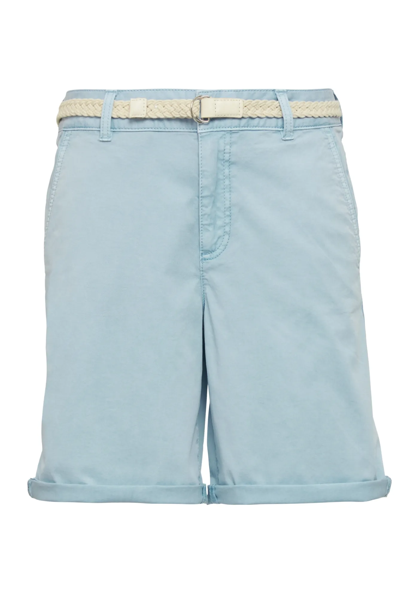 Shorts mit geflochtenem Gürtel und Garment Dye