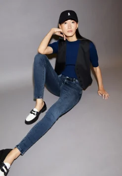 Skinny Jeans Mid Waist Bio-Baumwoll Mix X-Stretch TILLAA