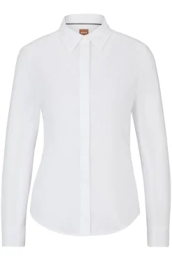 Slim-Fit Bluse aus Baumwoll-Mix mit Popeline-Struktur