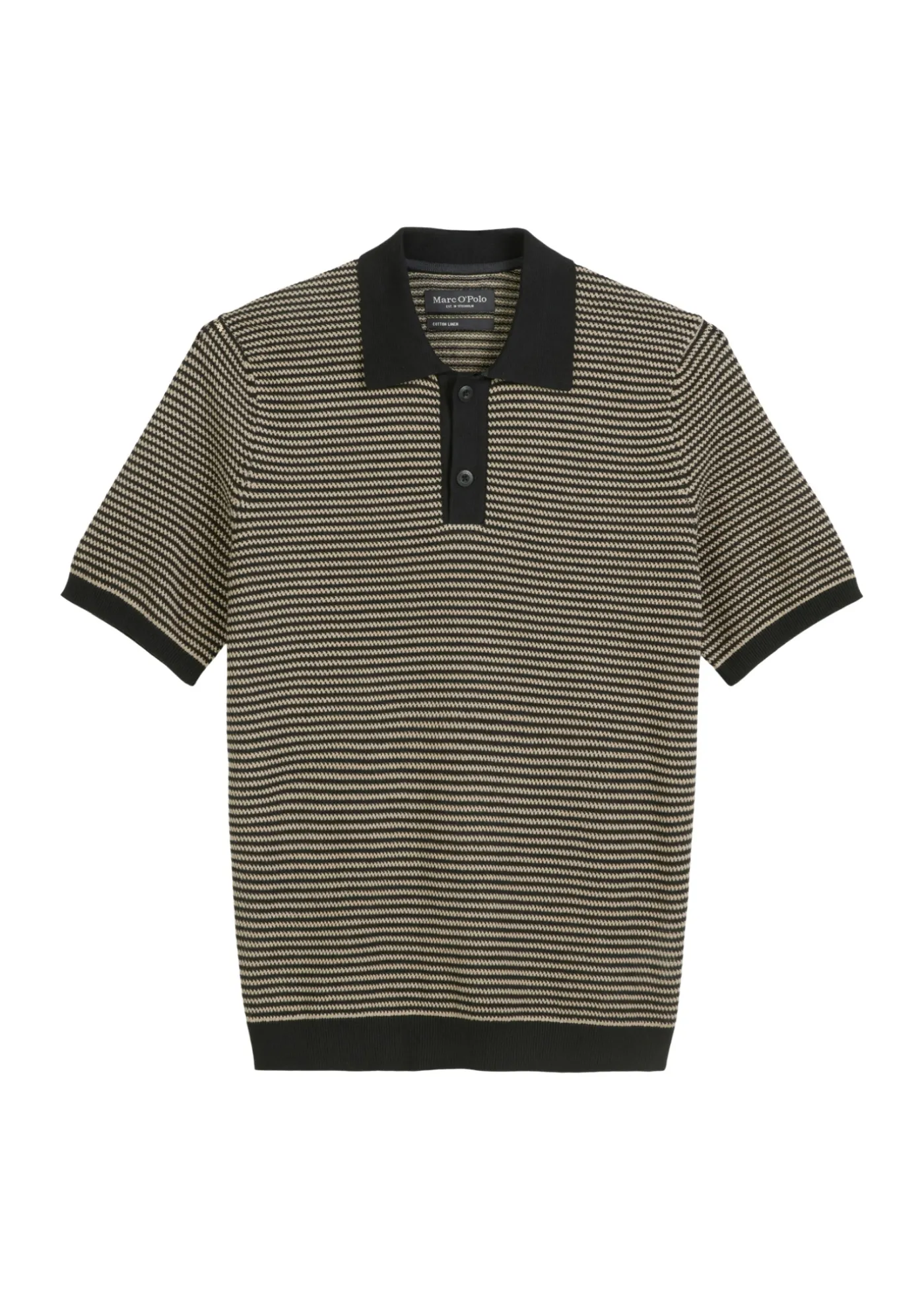 Strick-Poloshirt regular aus Bio-Baumwoll-Leinen-Mix