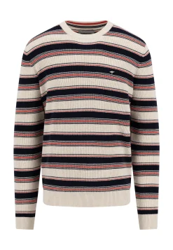 Strickpullover R-Neck Fisherman Striped