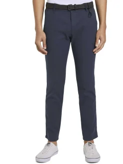 Strukturierte Chinohose mit Gürtel