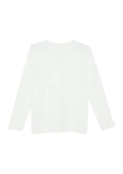 Strukturiertes Langarmshirt mit Frontprint