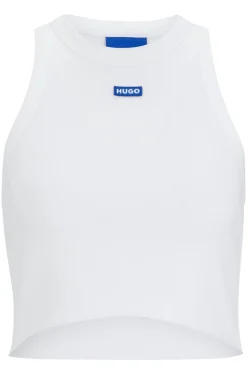 Tanktop aus Stretch-Baumwolle mit Logo-Aufnäher