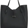 Tote Bag aus genarbtem Leder mit goldfarbenen Metalldetails