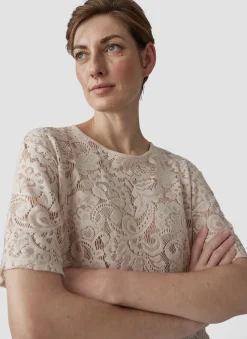 T-Shirt mit floraler Spitze