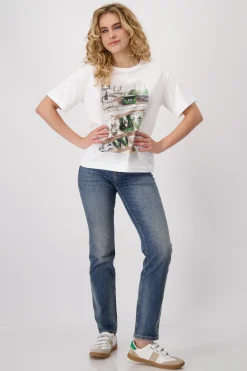 T-Shirt mit Schuh- und Taschenprint