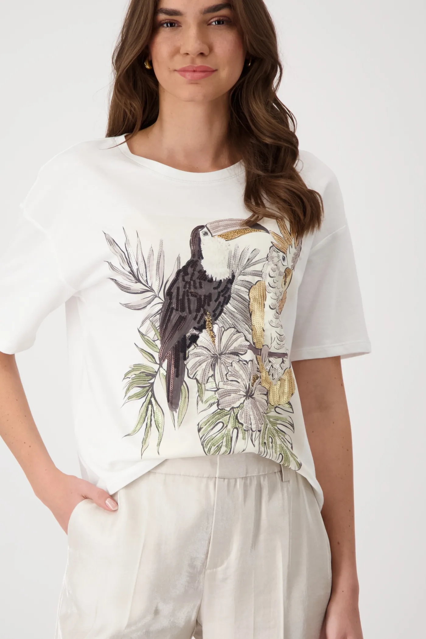 T-Shirt mit Vogelprint