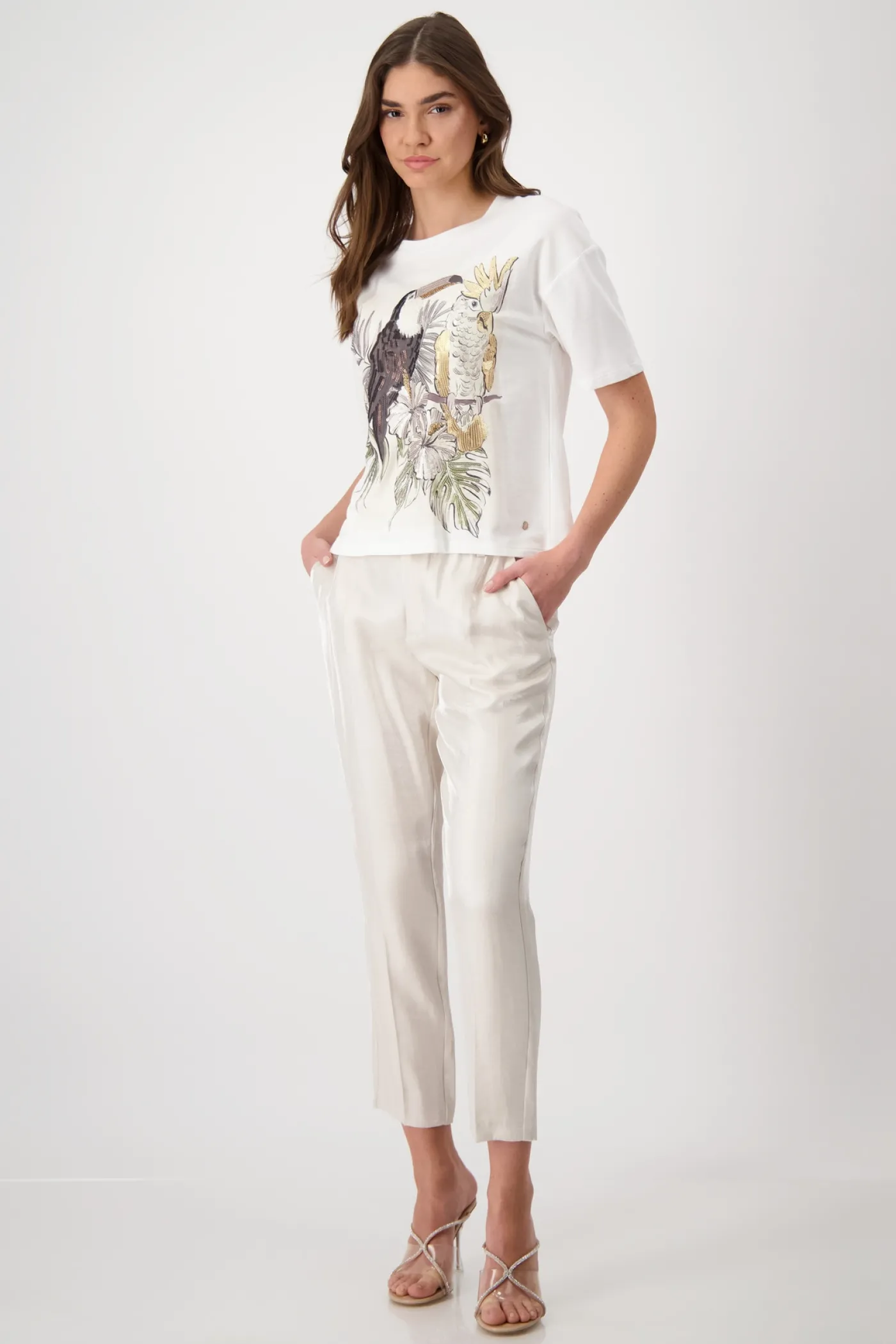 T-Shirt mit Vogelprint