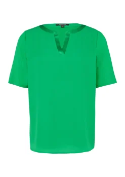 Viskose-Shirt mit satiniertem Tunika-Ausschnitt
